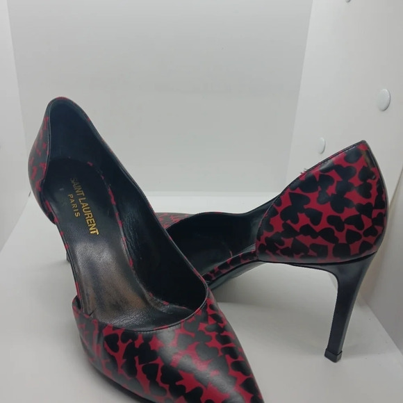 SAINT LAURENT red & black heart heels - Picture 2 of 11